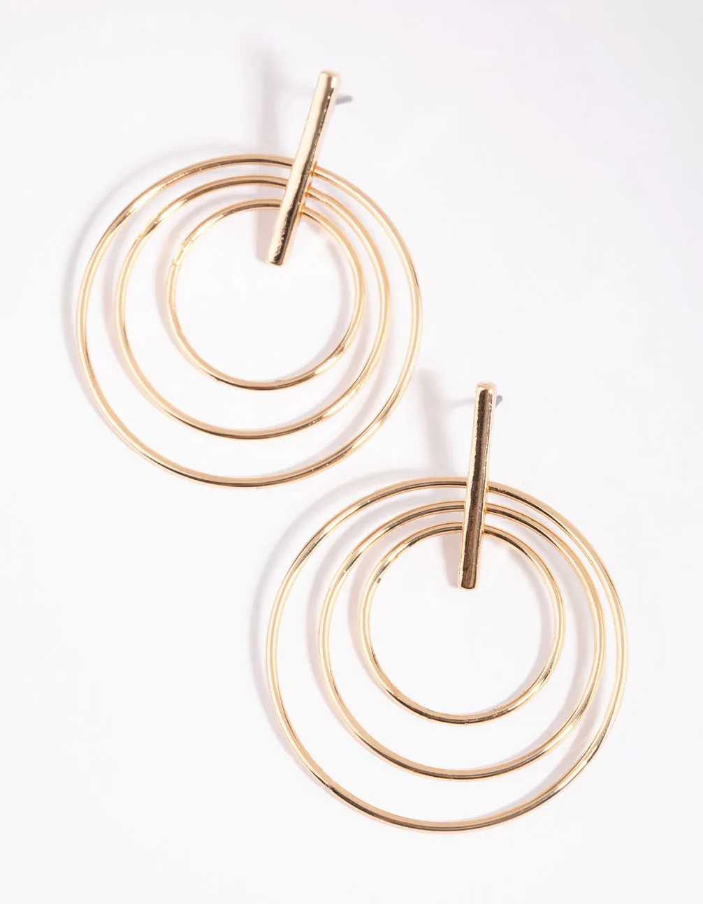 Gorgeous Vibe Attractive Selection Gold Bar & Triple Circle Earrings