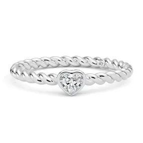 Heart Shaped Lab Grown Diamond Rope Promise Ring Brilliant Art Fashion highlight
