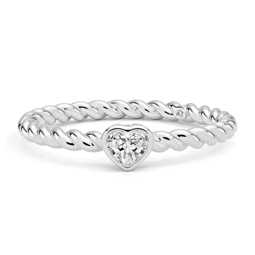 Heart Shaped Lab Grown Diamond Rope Promise Ring Timeless Form