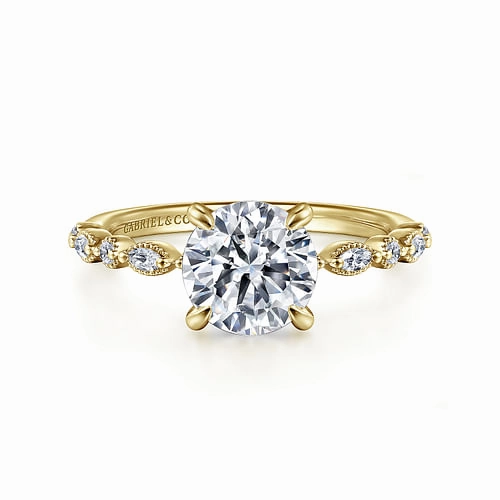 Modern Chic Fashion Forward Hidden Halo Ring with alternating Round and Marquise (Semi-Mount)