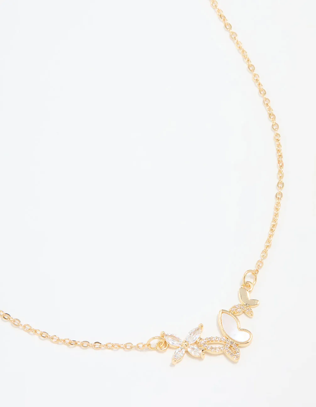 Fashionable Style Magnificent Gift Gold Plated Cubic Zirconia Butterfly Pendant Necklace