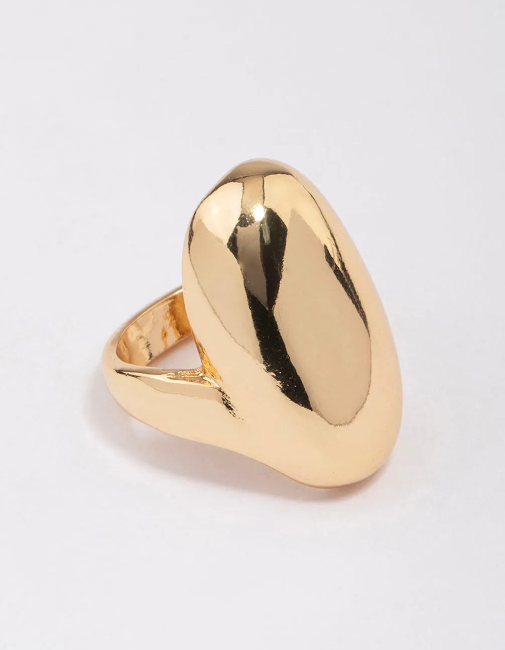 Gold Plated Smooth Statement Oval Ring Iconic Accent Eternal Expression
