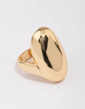 Gold Plated Smooth Statement Oval Ring Iconic Accent Eternal Expression