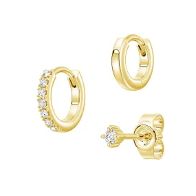 Triple Stack Lab Diamond Stud and Hoop Earrings Set Refined Aesthetic