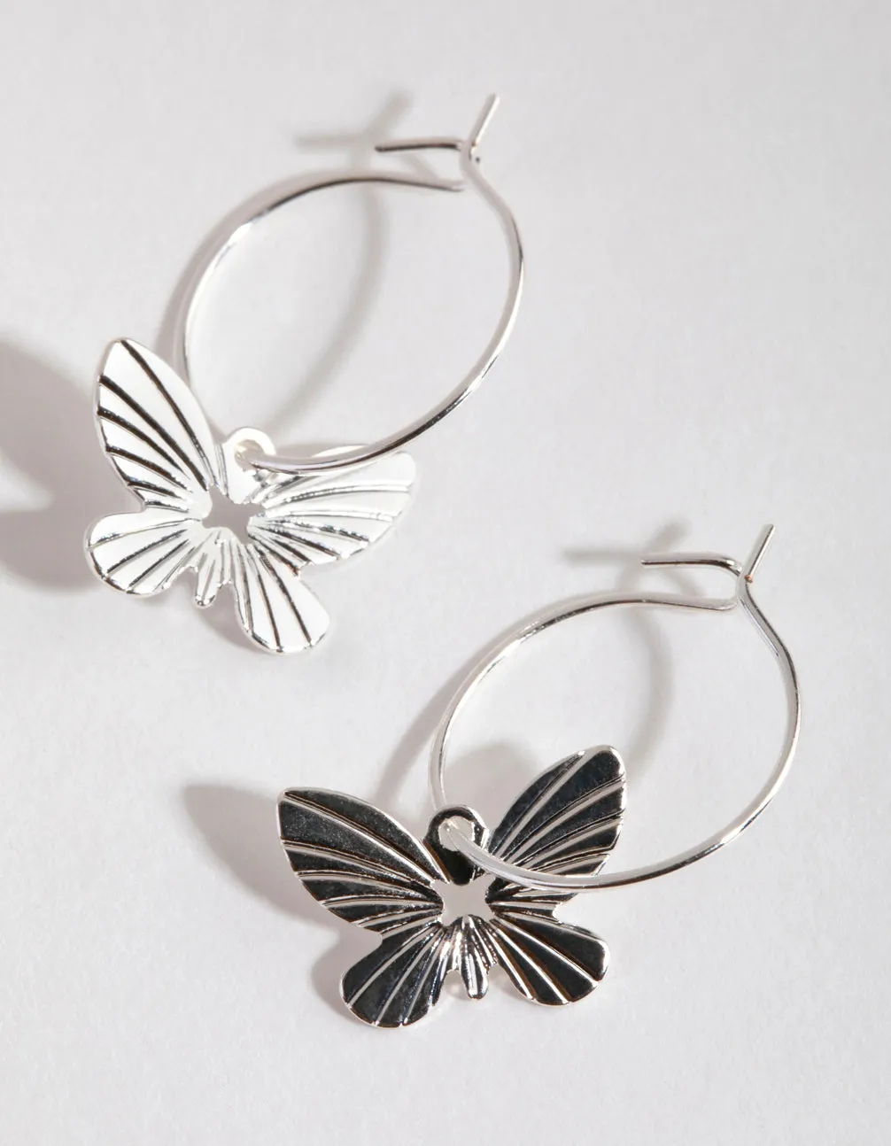 Silver Butterfly Huggie Hoop Earrings Vacation Piece