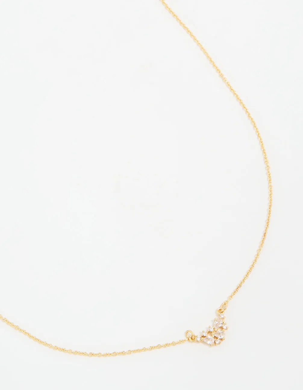 Gold Plated Cubic Zirconia Mini Pear Cluster Necklace Signature Detail