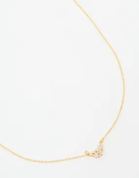 Gold Plated Cubic Zirconia Mini Pear Cluster Necklace Signature Detail