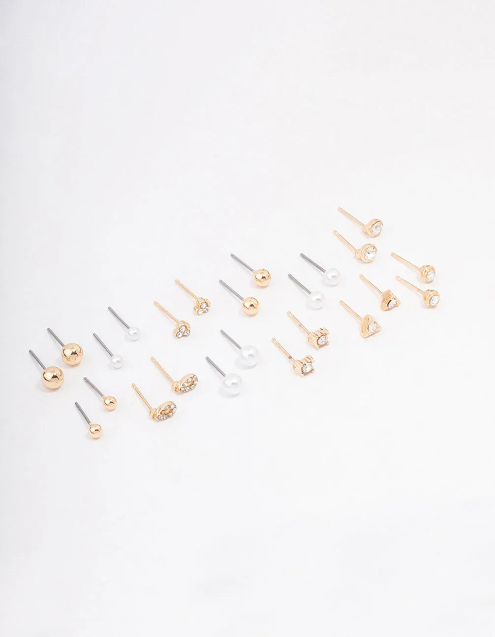 Gold Classic Pearl & Diamante Stud Earring 12-Pack Casual accessory Refined Detail