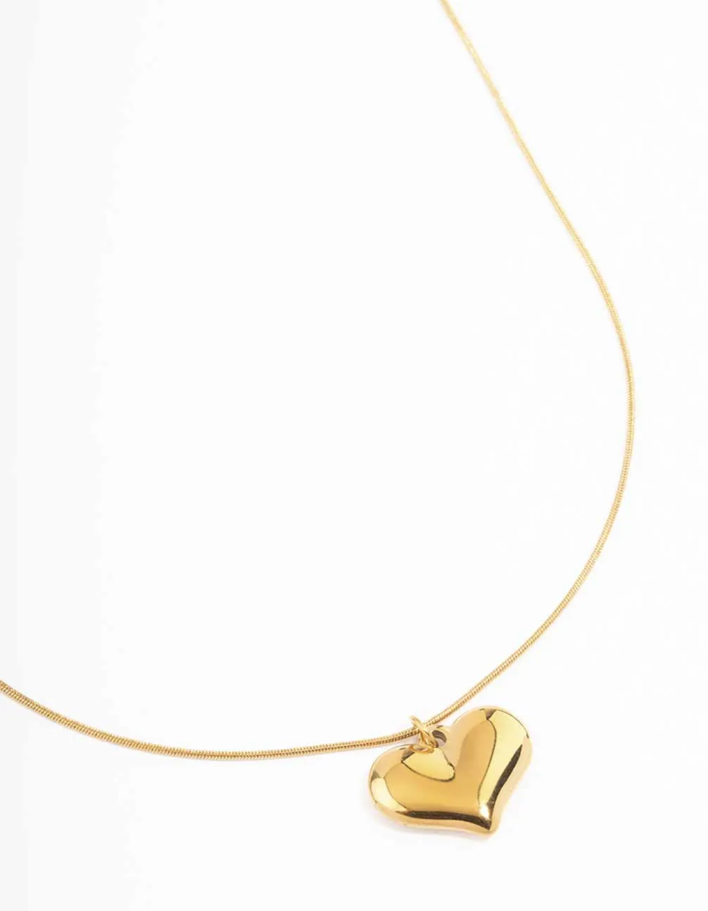 Distinctive Piece Inspiring Gift Waterproof Gold Plated Stainless Steel Classic Puffy Heart Pendant Necklace