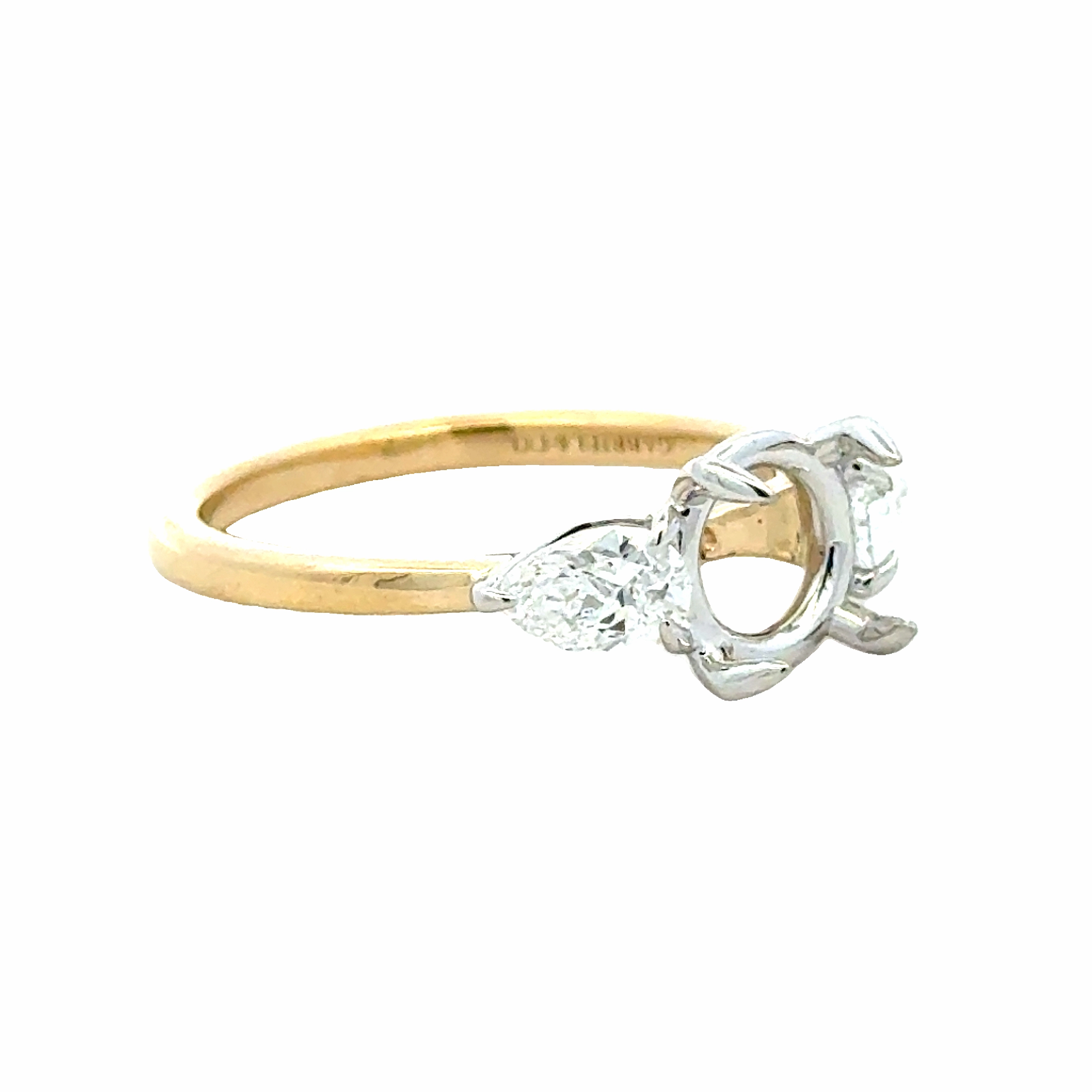 Date Fit 14k two-tone 3-Stone Semi-Mount