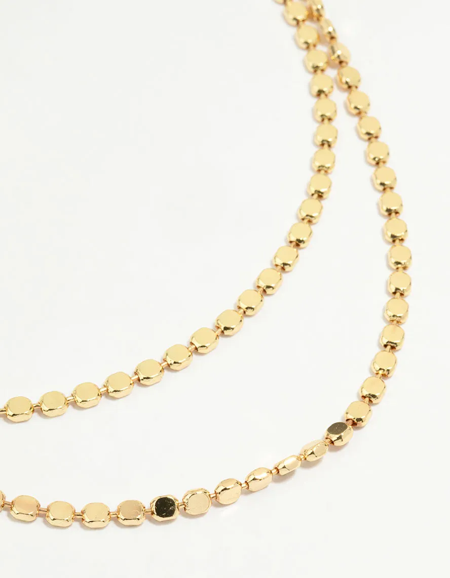 Gold Plated Disc Chain Layered Necklace Stylish Days Fashion Mix
