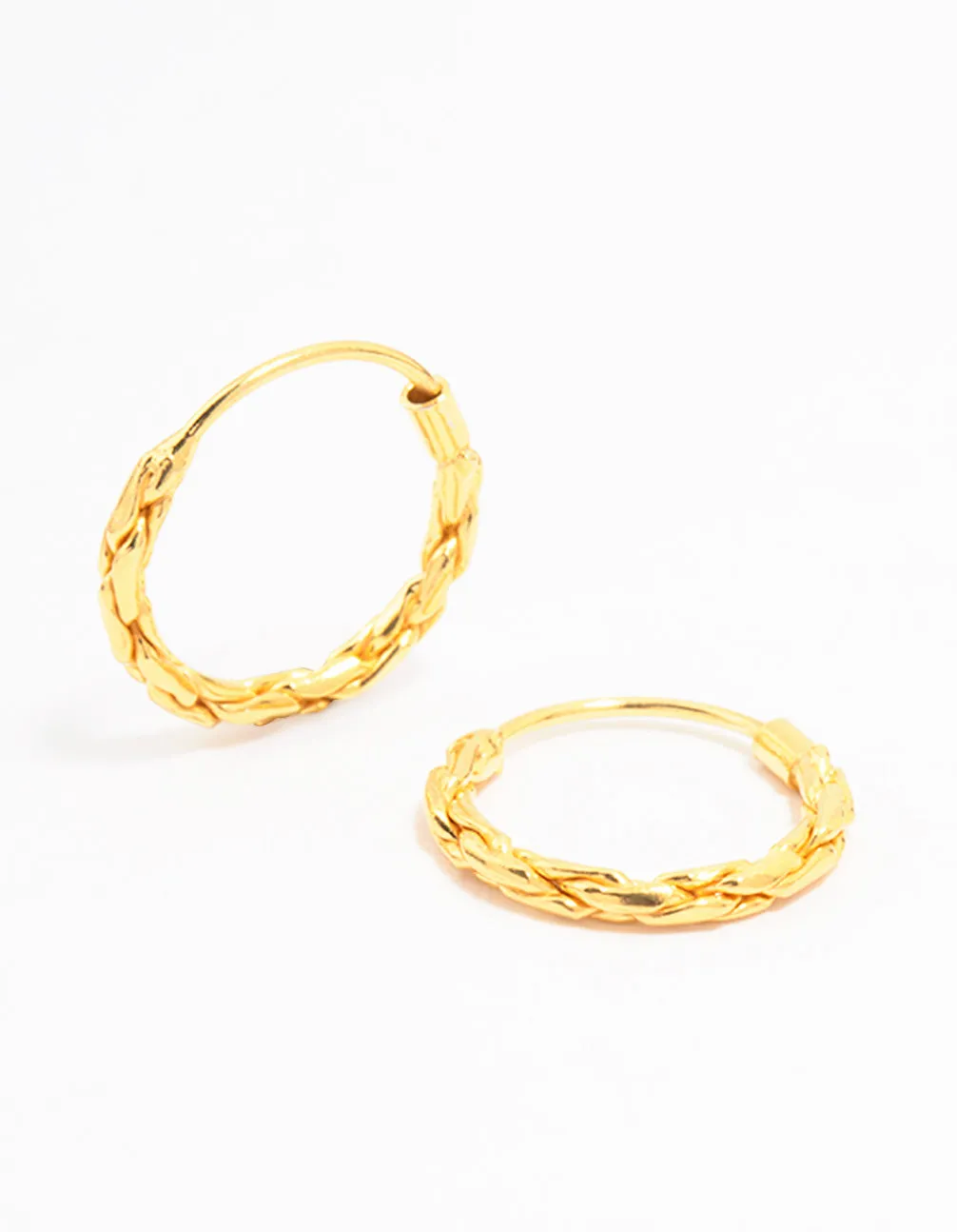Fashionable Look Gold Plated Sterling Silver Twisted Hoop Earrings