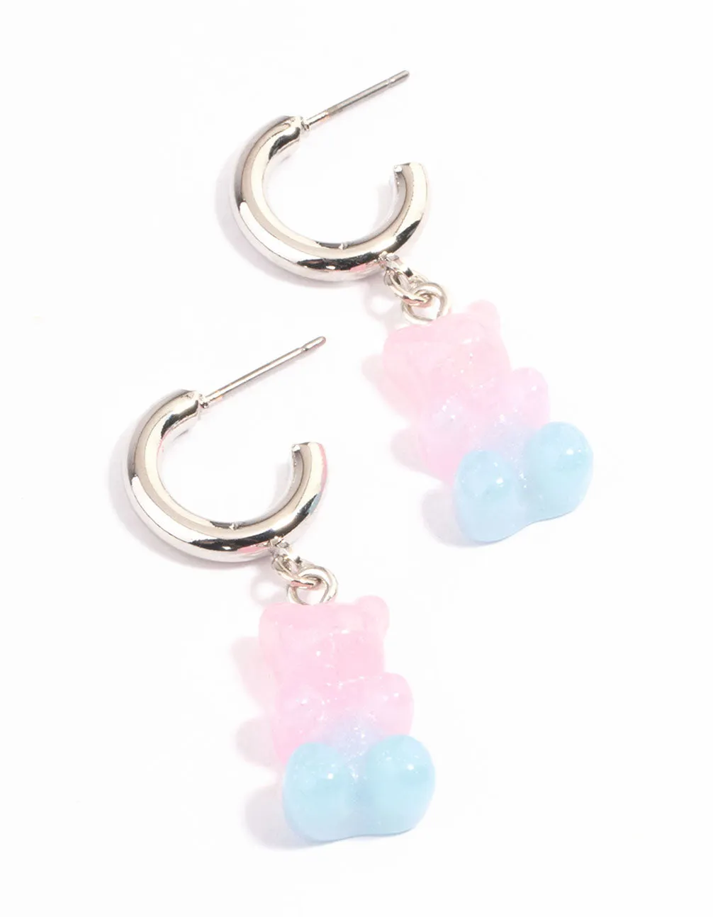 Sparkling Detail Classic Jewelry Silver Ombre Gummy Huggie Earrings