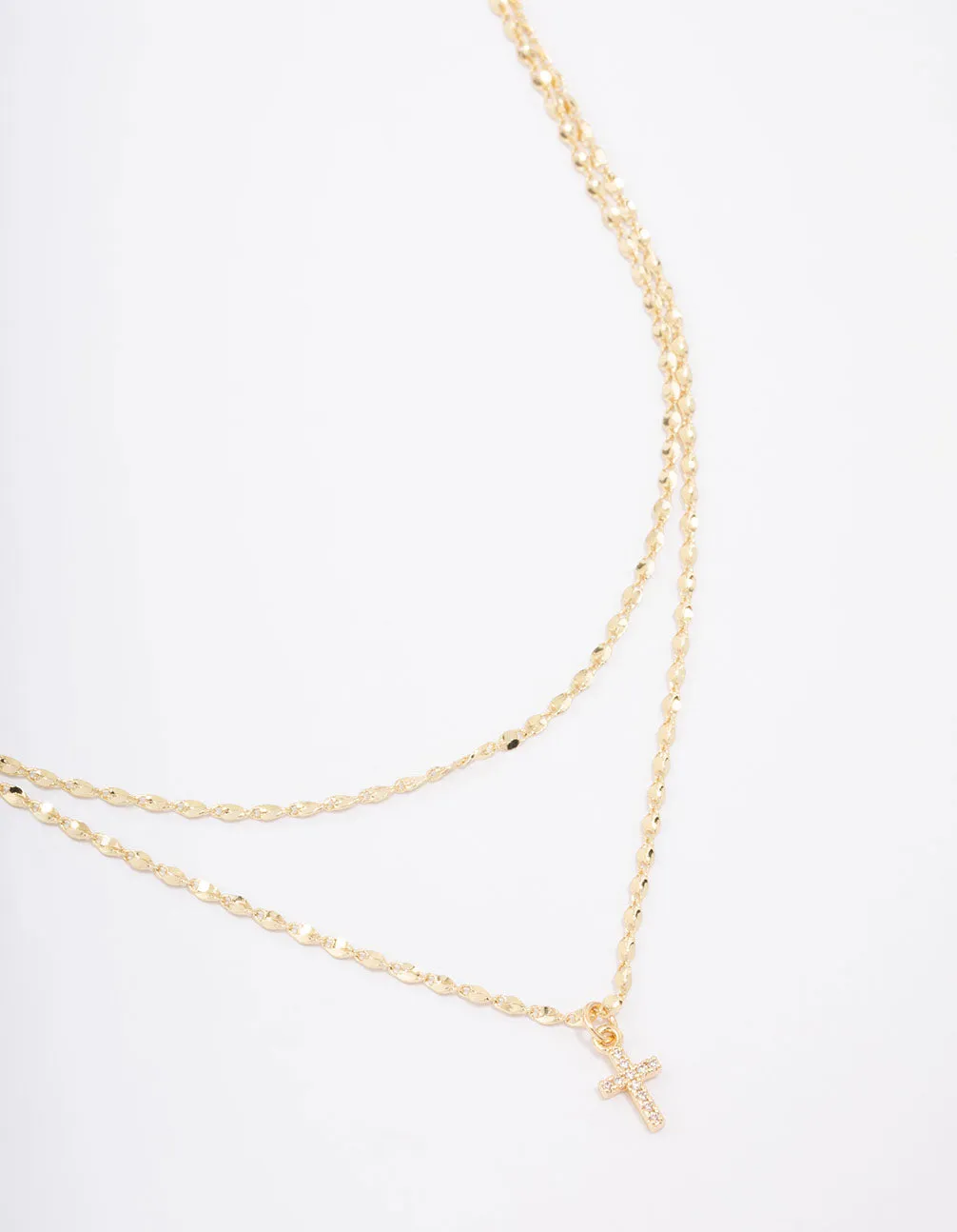 Sophisticated Style Gold Plated Cubic Zirconia Fine Cross Layered Necklace