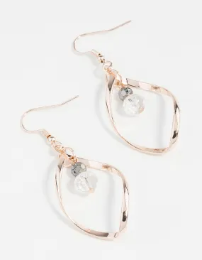 Secure Aesthetic Vintage Feature Rose Gold Twist Bead Drop Earrings