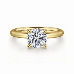 14K Yellow Gold Round Solitaire Engagement Ring Impressive Feature Shining Feature