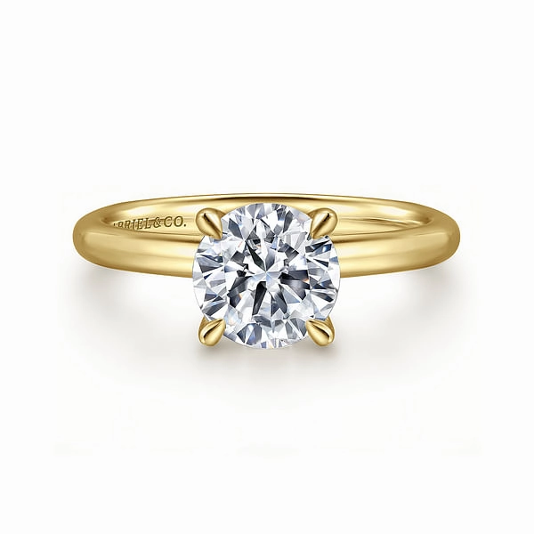 14K Yellow Gold Round Solitaire Engagement Ring Impressive Feature Shining Feature