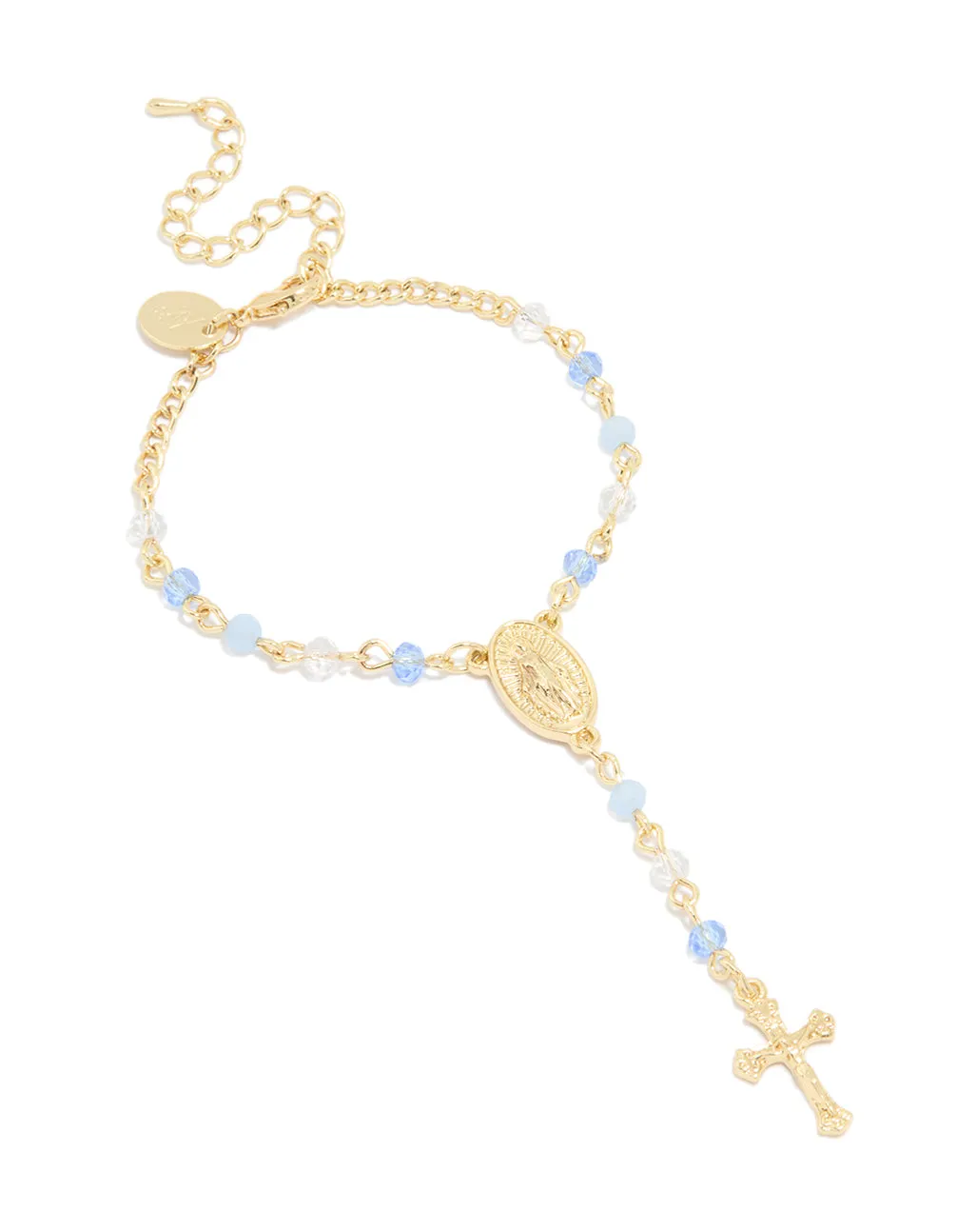 Night Out Event Ready Gold Plated Blue Beaded Cross Bracelet