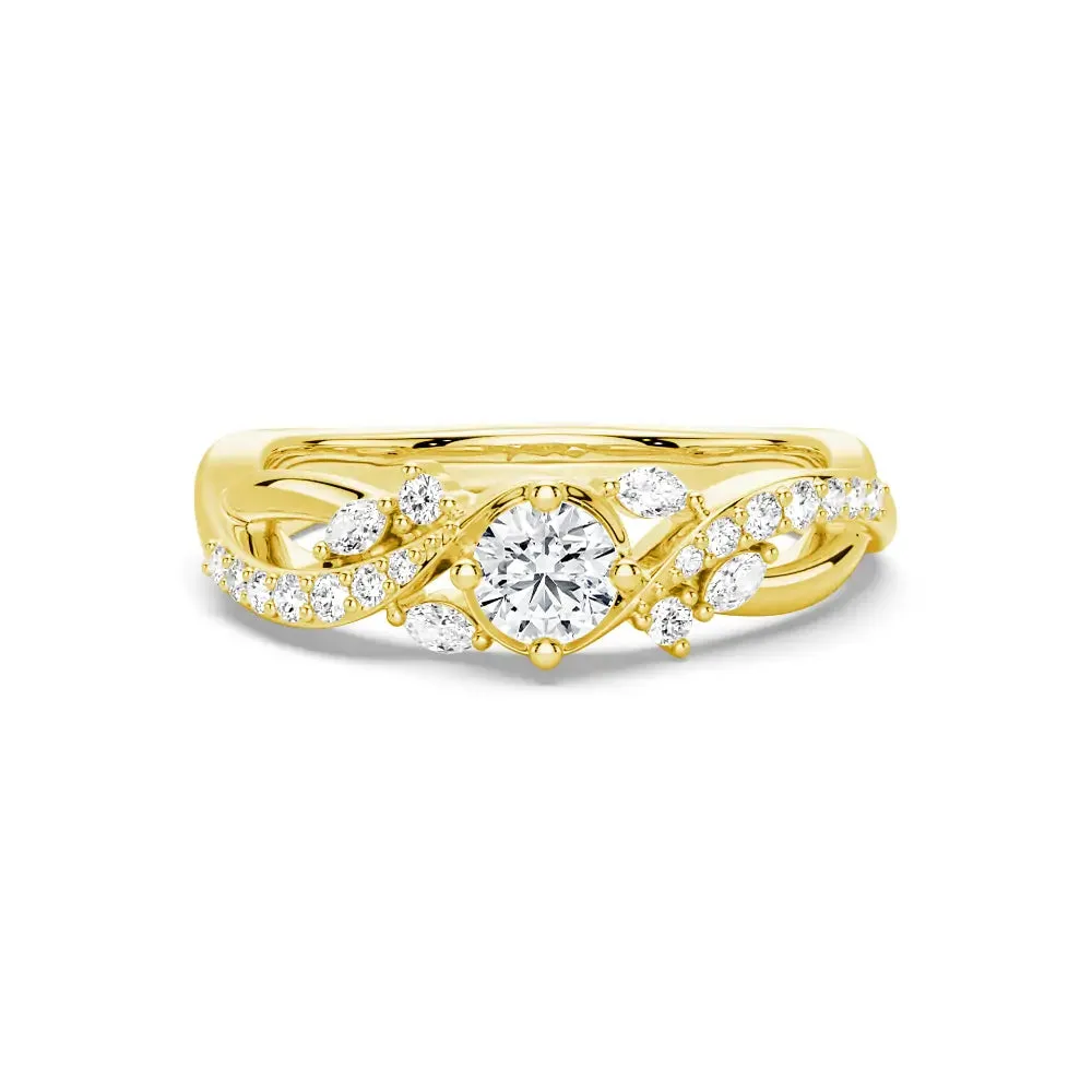 Economical Design Modern Fashion Intertwined Leaf Motif Lab Grown Diamond Twisted Promise Ring