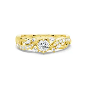 Intertwined Leaf Motif Lab Grown Diamond Twisted Promise Ring Low-Cost Design