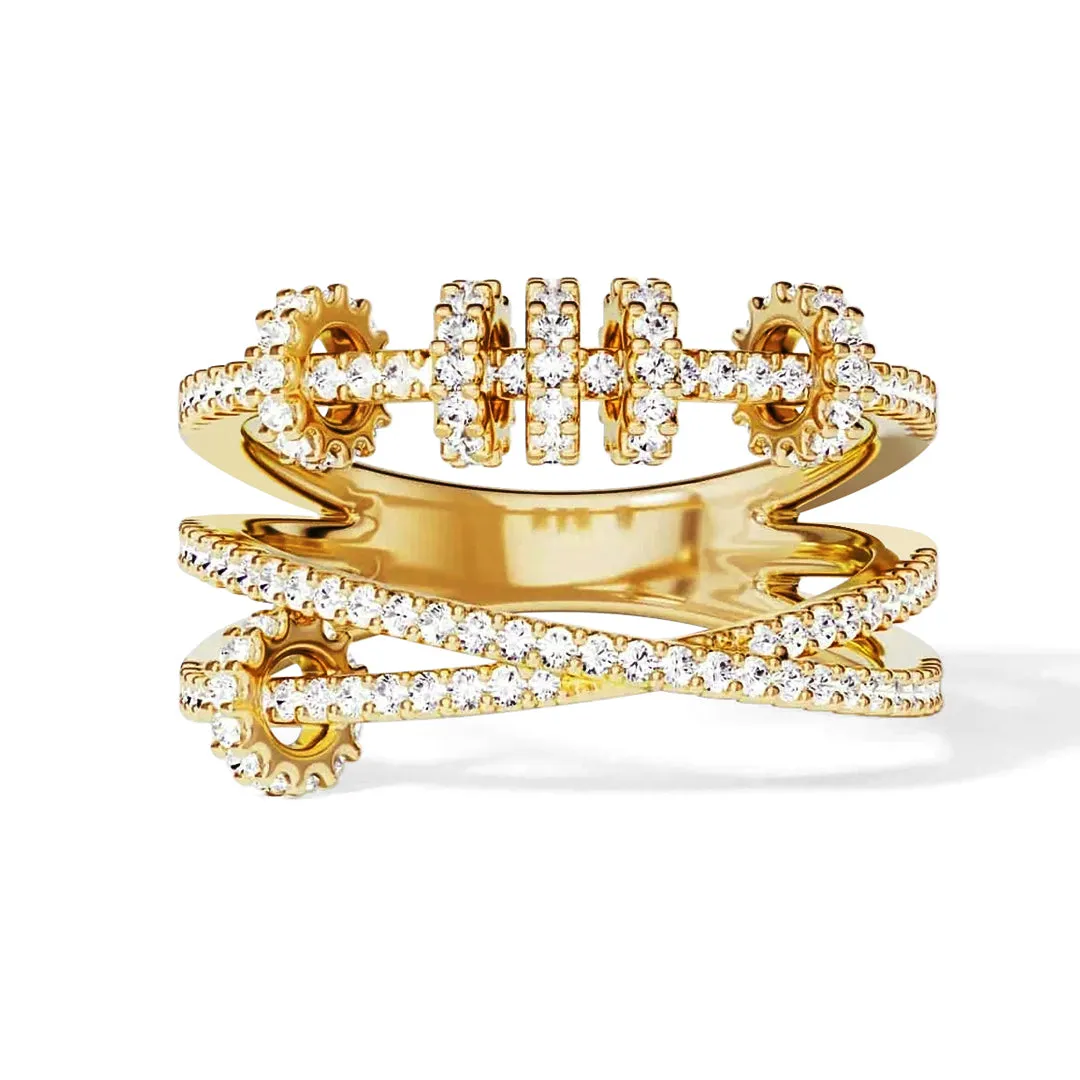 Synthetic Make Intertwined Pave Studded Promise Ring