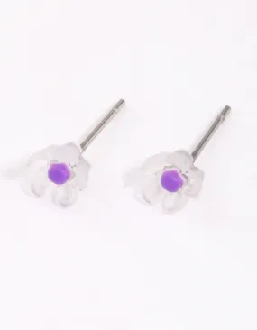 Purple Frosted Flower Stud Earrings Simple Aesthetic