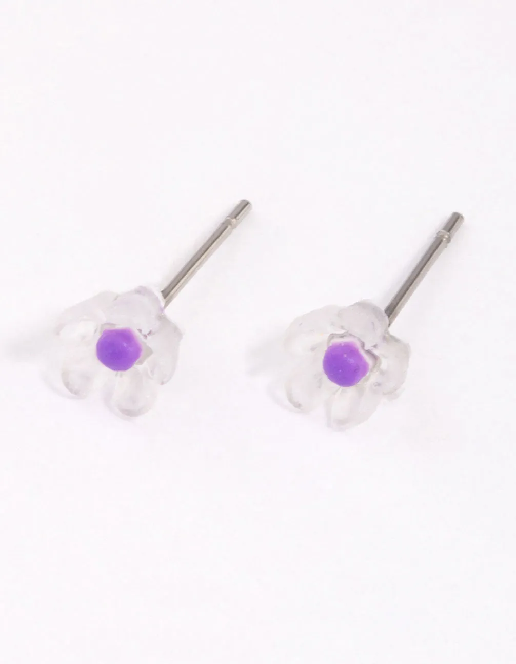 Purple Frosted Flower Stud Earrings Simple Aesthetic