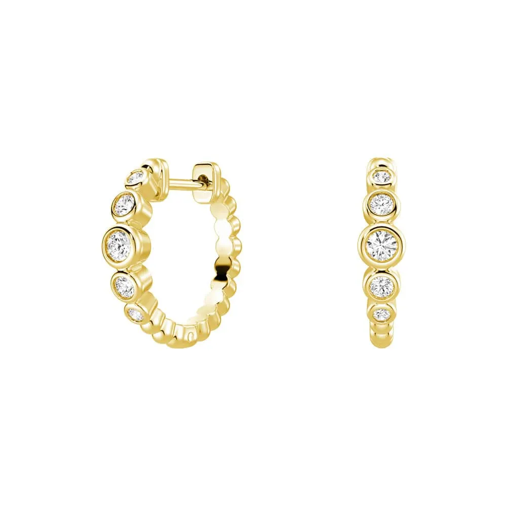 Luxurious Piece Refined Accent Lab Grown Diamond Five Stone Beaded Hoop Earrings