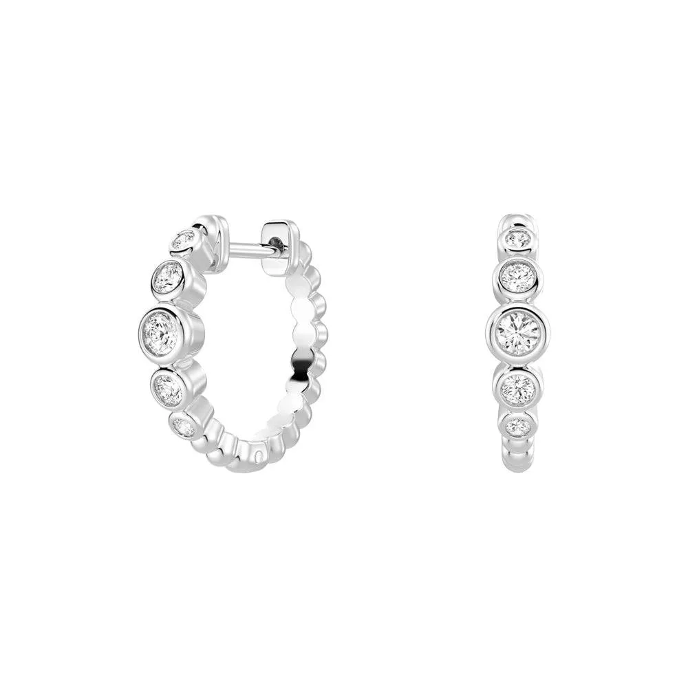 Brilliant Must-Have Radiant Appearance Lab Grown Diamond Five Stone Beaded Hoop Earrings