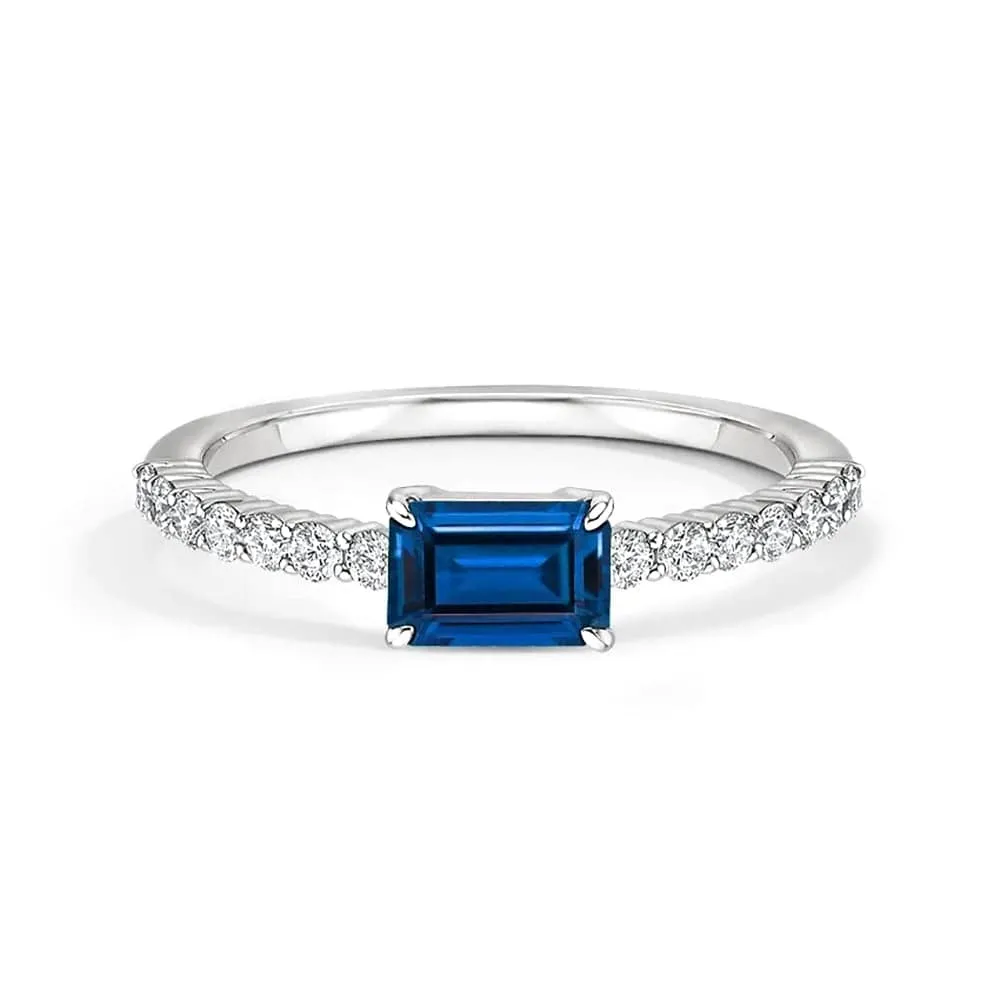 prom night Memorable Gift Lab Grown Sapphire and Diamond Promise Ring