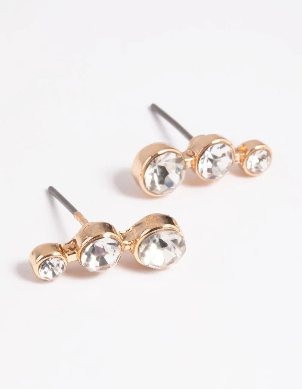Gold Diamante Crawler Stud Earrings Casual piece Safe Vibe