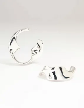Silver Twisted Hoop Large Earrings Lovely Trinket Minimalist Must-Have