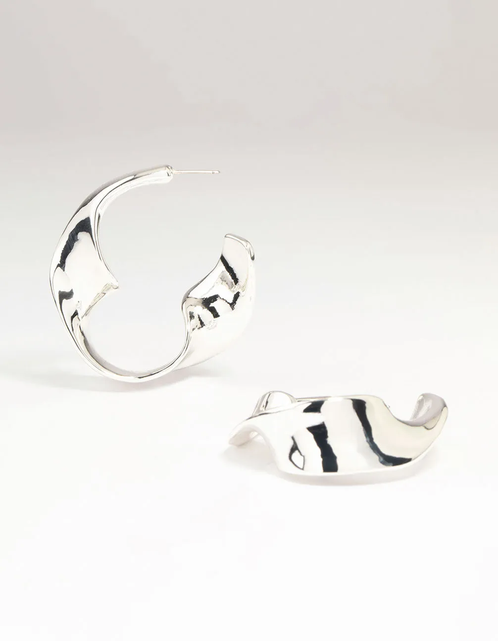 Silver Twisted Hoop Large Earrings Lovely Trinket Minimalist Must-Have