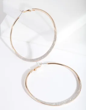 Spiral Trinket Gorgeous Item Large Gold Glitter Edge Hoop Earrings