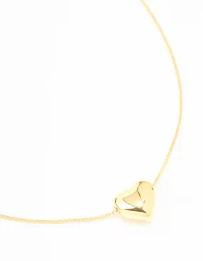 Gold Plated Heart Pendant Necklace Graceful Gift Timeless Detail