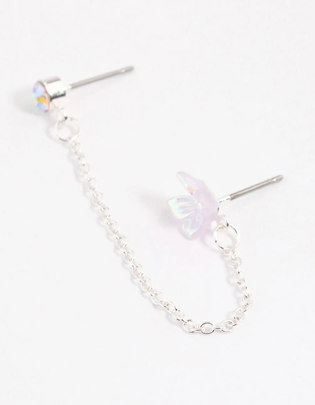 Charming Item Gorgeous Creation Lilac Dainty Butterfly Chain Earrings