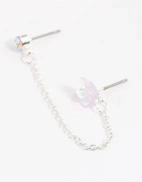 Charming Item Gorgeous Creation Lilac Dainty Butterfly Chain Earrings