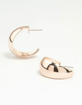 Artistic Adornment Oversized Ornament Rose Gold Open Chubby Hoop Earrings