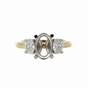 Diamond Three stone Oval Semi Mount Glam Choice Timeless Line