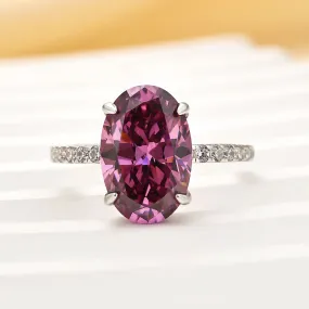 Louily 4.0CT Purple Oval Cut Engagement Ring In Sterling Silver Smooth Detail