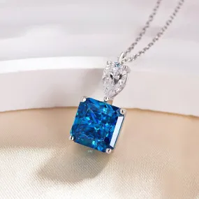 Artistic Touch Festive Outfit Louily Honorable Radiant Cut Blue Sapphire Necklace In Sterling Silver