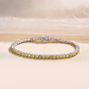 Louily Stunning Round Cut Yellow Sapphire Tennis Bracelet For Women Minimal Accent Allure Accent