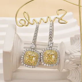 Bold Designs Alluring Charm Louily Yellow Stone Cushion Cut Women's Earrings