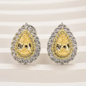 Classic Shape Classic Edge Louily Yellow Stone Pear Cut Women's Stud Earrings