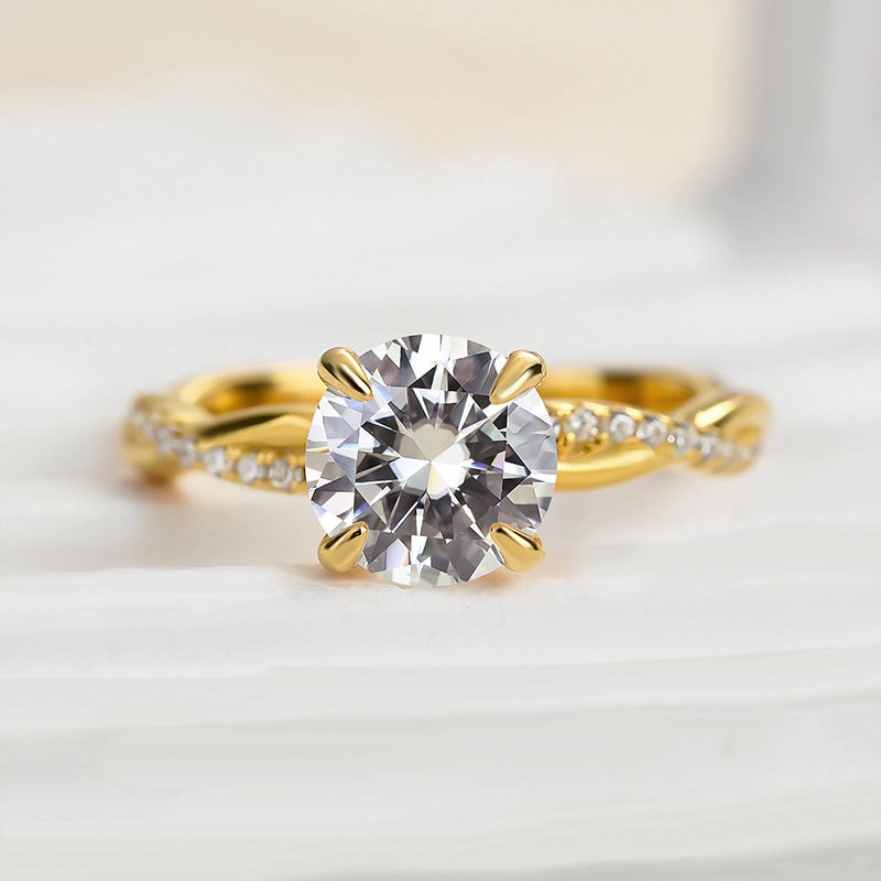 Pure Detail Louily 1.25 Carat Twist Round Cut Engagement Ring In Sterling Silver