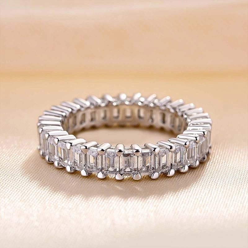Bold Jewelry Pieces Light Spark Louily Classic Emerald Cut Women's Wedding Band for Gifts