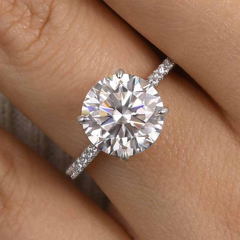 Radiant Piece Glamour Accessory Louily Classic Moissanite 4.0 Carat Round Cut Engagement Ring