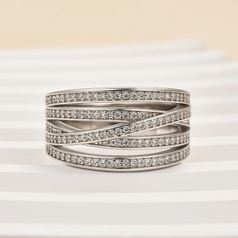 Signature Style Louily Dainty X Criss Cross Wedding Band For Women In Sterling Silver