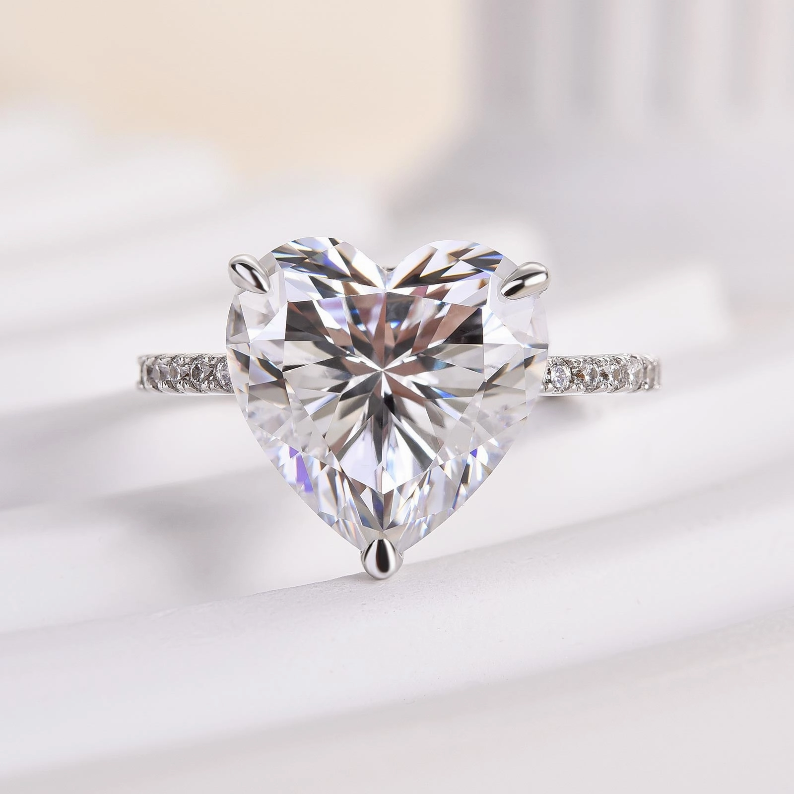 Louily Elegant Heart Cut Engagement Ring For Women In Sterling Silver Shiny Jewelry Elegant Treasures