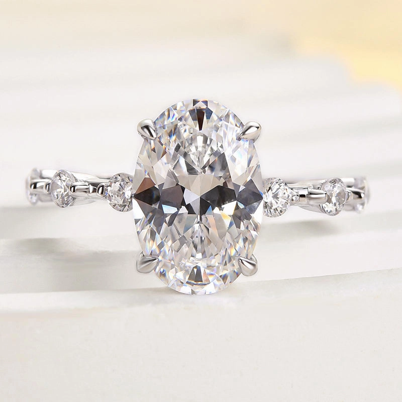 Graceful Shape Louily Elegant Yellow Gold Oval Cut Engagement Ring In Sterling Silver